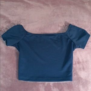 Blue Semi Off The Shoulder Top